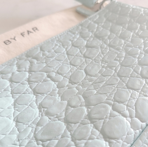 BY FAR Rachel Croco Embossed Leather Shoulder Bag, Blue, NWT - Picture 10 of 16